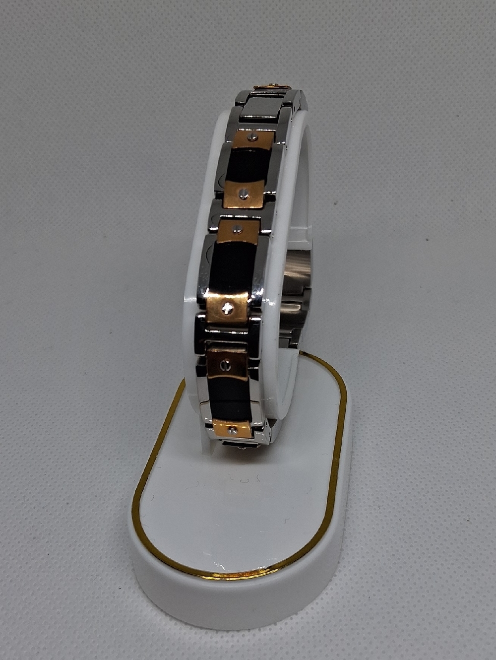 Metro Two-Tone Black and Gold Men’s Bracelet
